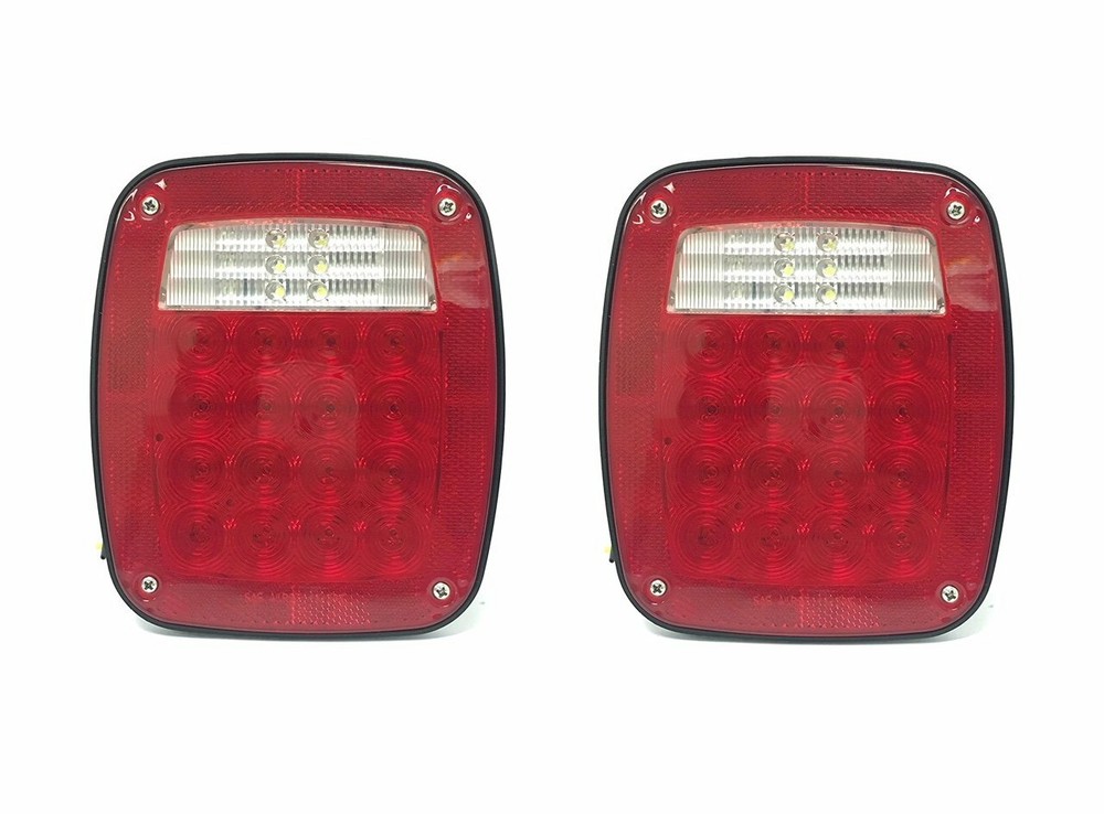 2 Pack Universal Square 12V Combination 38 LED Signal Tail Light  DOT trailer