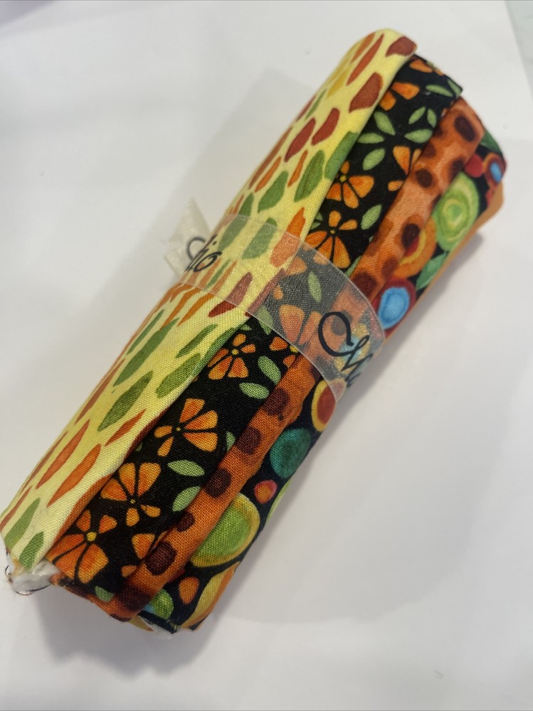 5 Fat Quarters SAMPLER Warm Oranges QUILTING FABRIC