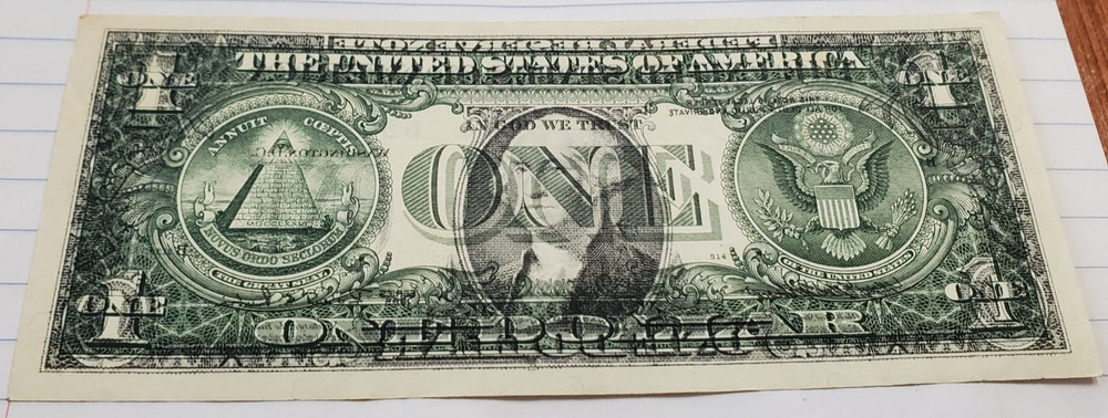 US FEDERAL RESERVE NOTE 1995 $1 OFFSET ERROR NOTE