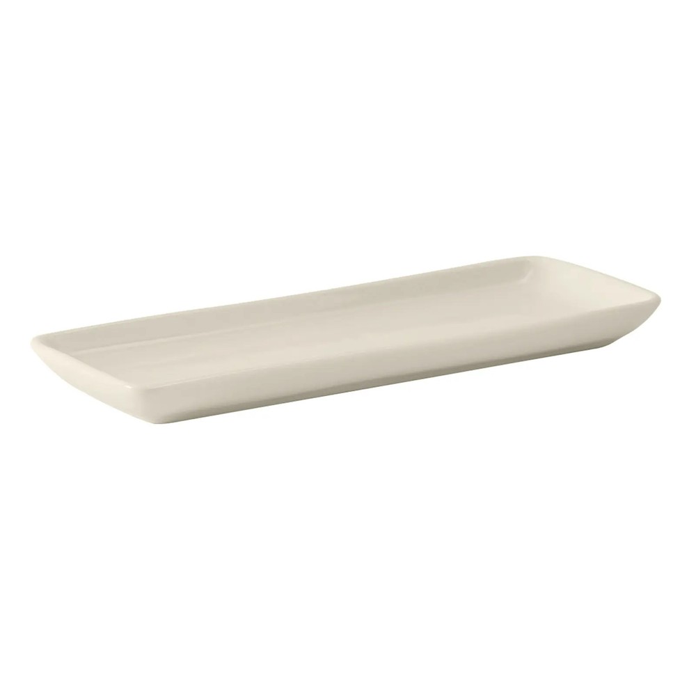Tuxton China Inc DuraTux 13-1/2" Eggshell Ceramic Rectangular Tray - 1 Doz