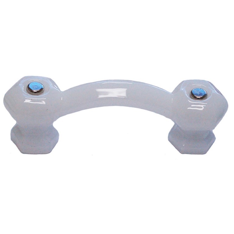 OPAL MILK WHITE Glass Handle Hexagonal posts pull Knob Hexagon antique vintage o