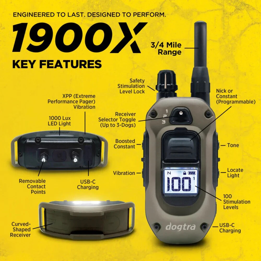 Dogtra 1900X Remote Training E-Collar – Next-Gen E-Collar with Unrivaled Perform