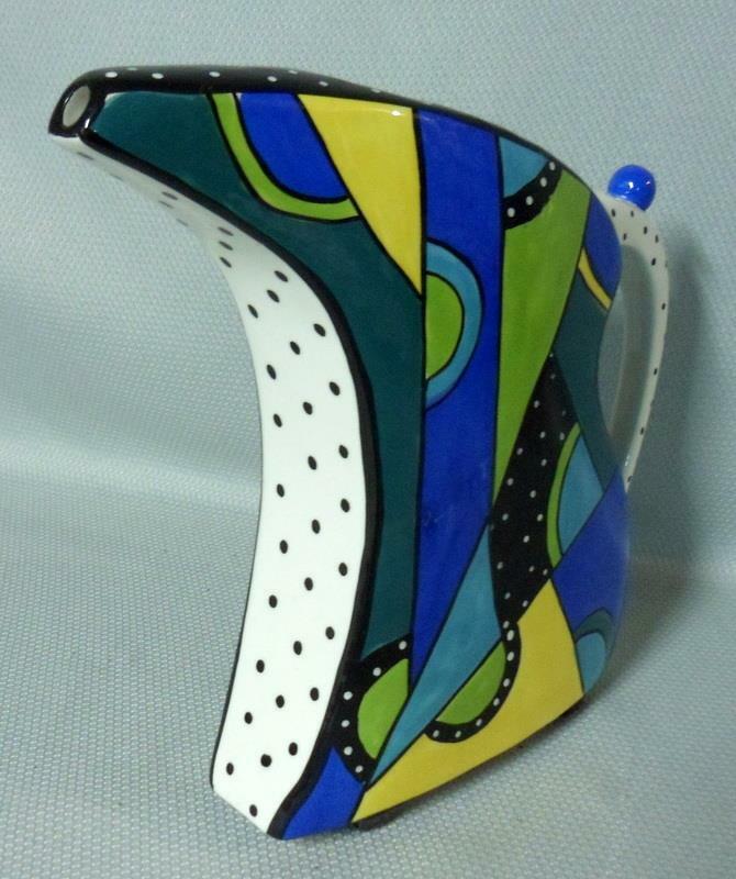 Circular Motion Britto Romero ? Style Art Pottery Pitcher