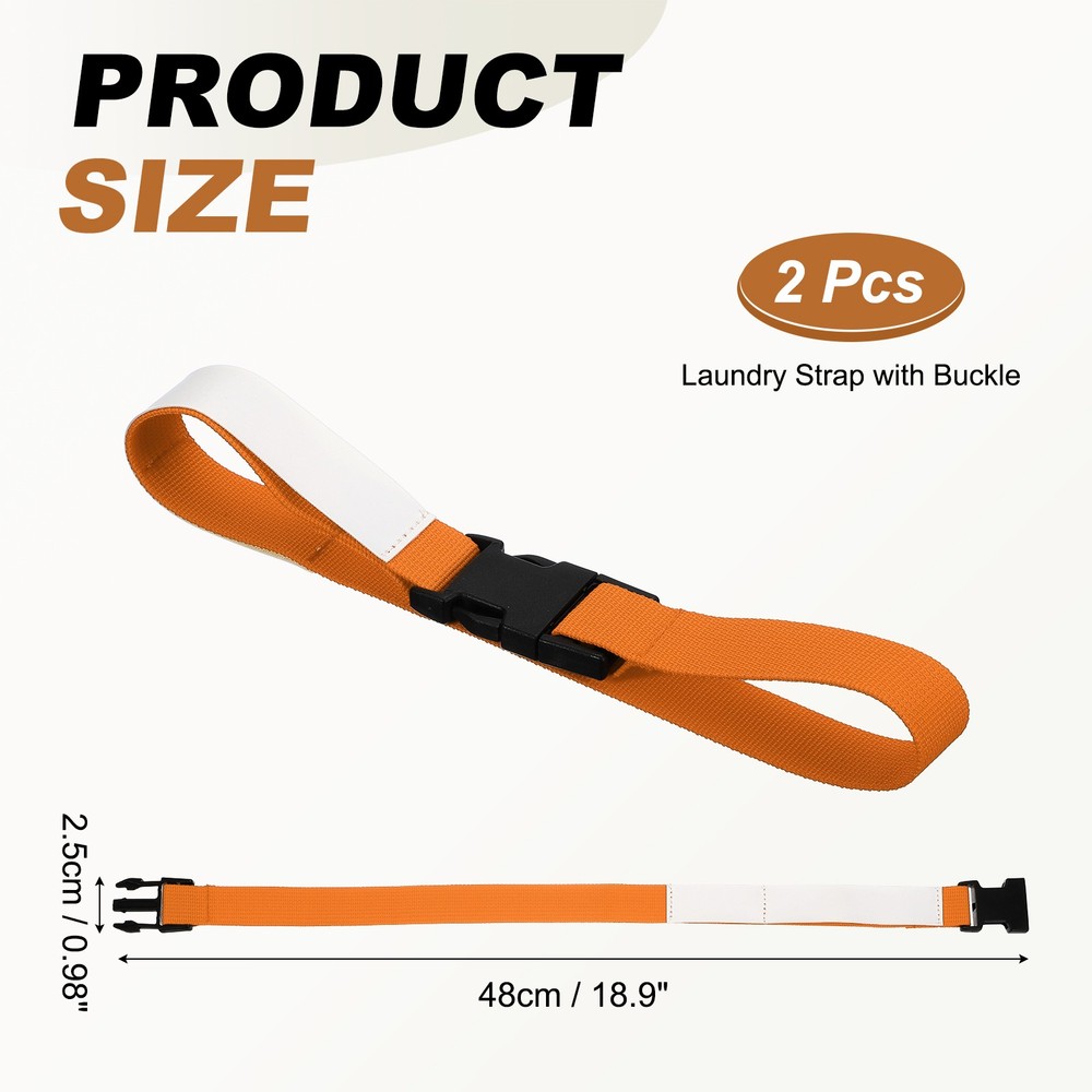 2 Pcs Multipurpose Laundry Strap with Buckle, Orange