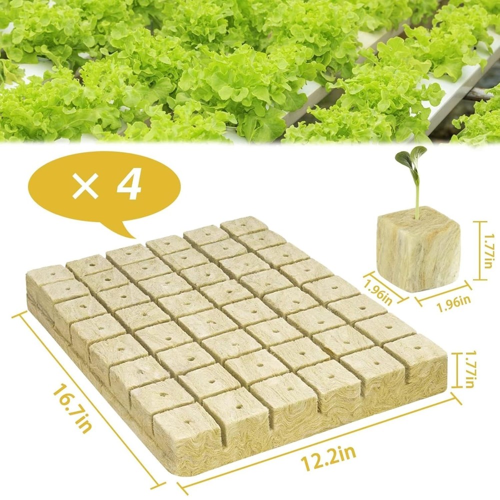 192 Plugs Rockwool Cubes Hydroponics Germination Seedlings