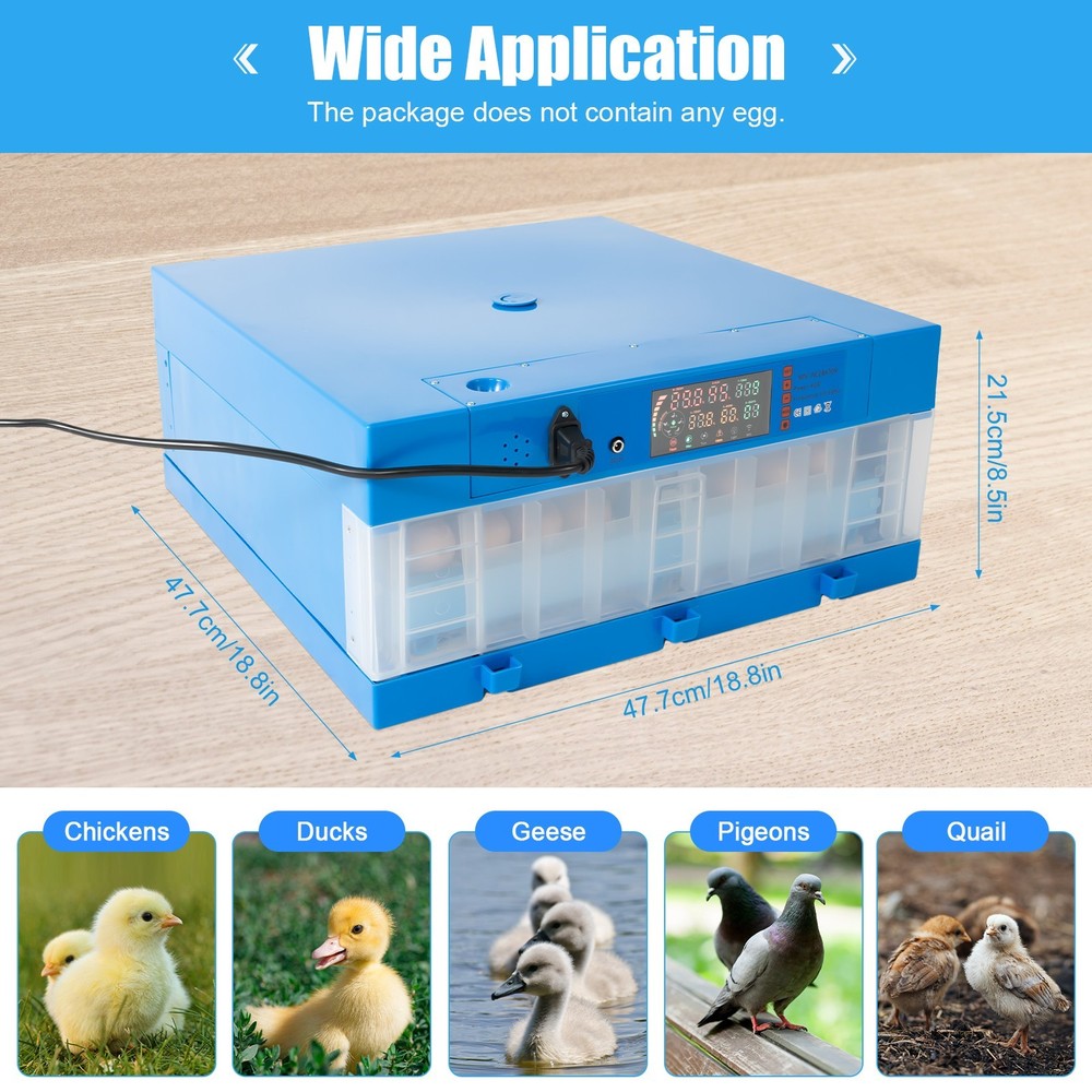 48 Eggs Incubator Automatic Digital Chicken Egg Hatcher Temperature Control