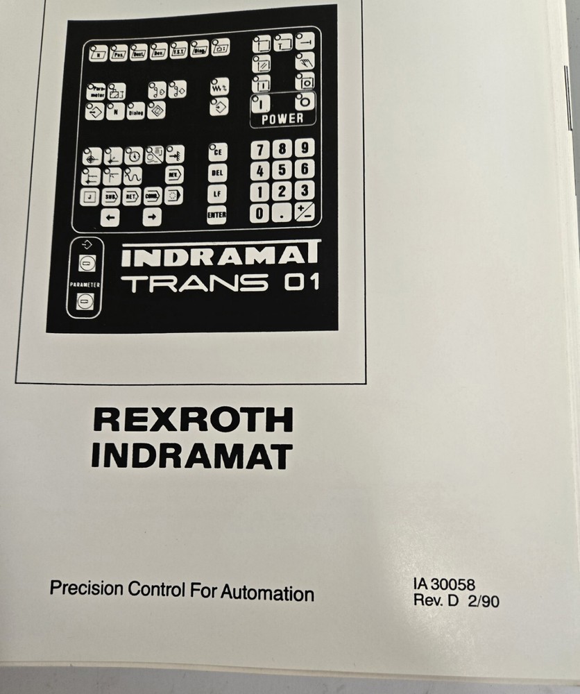 REXROTH INDRAMAT TRANS-01 TRANSFER LINE CONTROL MANUAL.