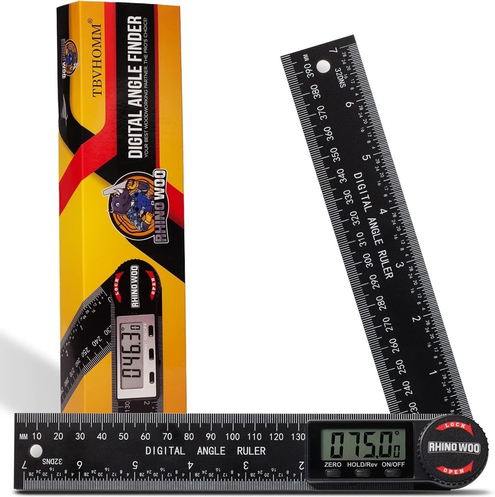 Enhanced ABS Angle Finder Protractor - Readable LCD Display & Batteries Included