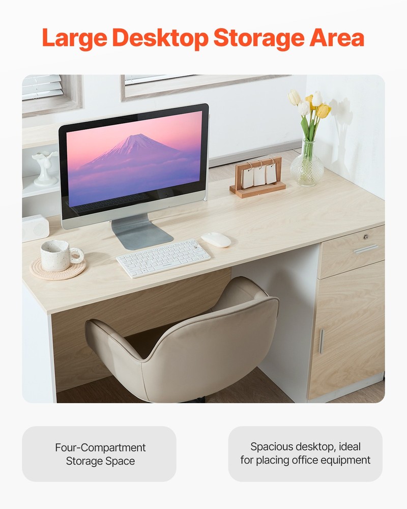 Reception Desk Rectangular Front Counter Table 55.12 in Wood Office Table