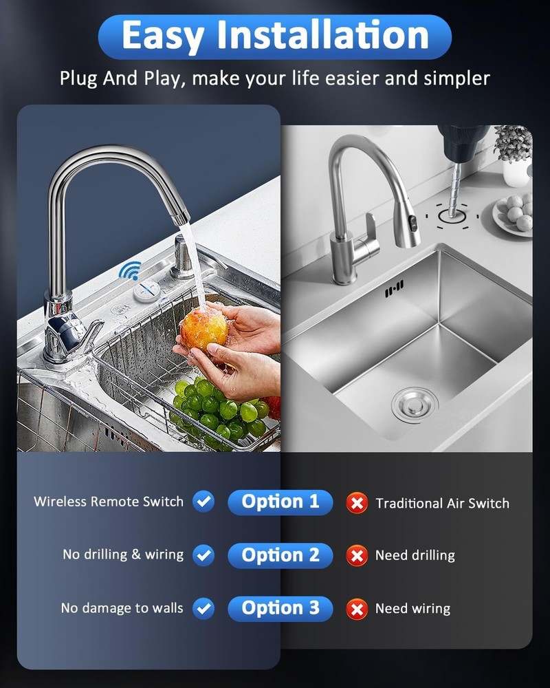 Garbage Disposal Wireless Switch Kit, ELECTOP White