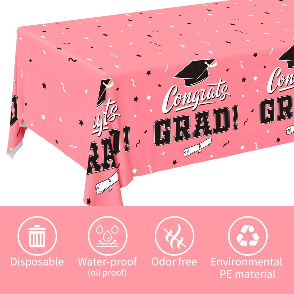 Graduation Tablecloths 2025 Waterproof Disposable Rectangular Covers 3PCS