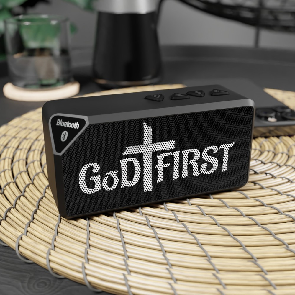 God First Bluetooth Speaker | Faith Typography, Portable Speaker