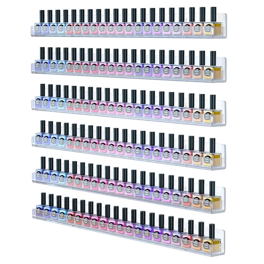 Nail Polish Wall Rack Organizer: Clear Acrylic, 6 Shelves