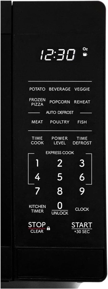 Compact Black Microwave Oven with Timer, Defrost, and 10" Carousel Turntable