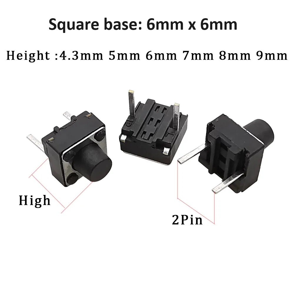 50x Tactile Reset Push Button Switch 2-Pin Momentary Micro Mini Tiny SMD 12V DC