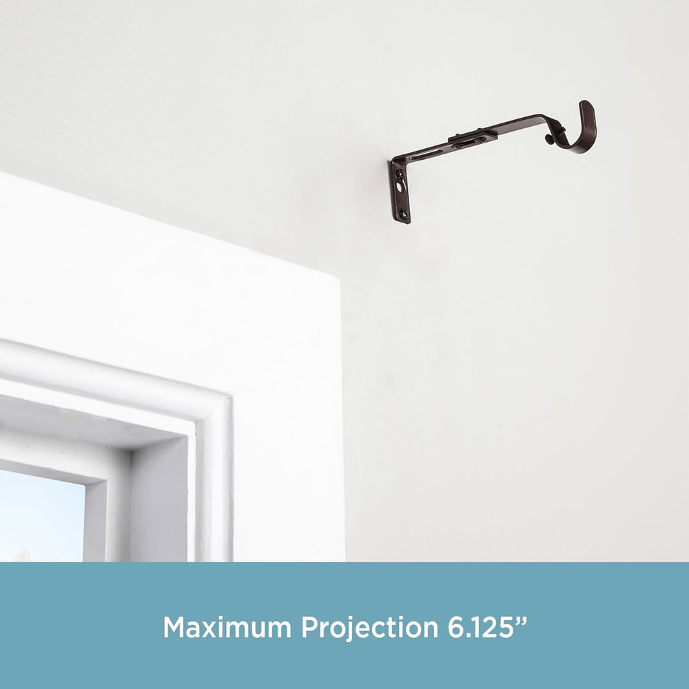 Adjustable Curtain Rod Brackets, Mocha (2-Pack)