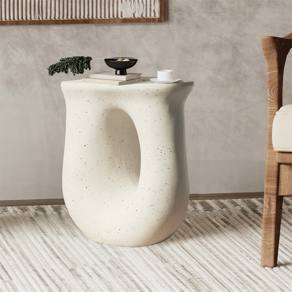 Geometric Light-Weight Concrete End Table Round/Twist Side Table Retro End Stool