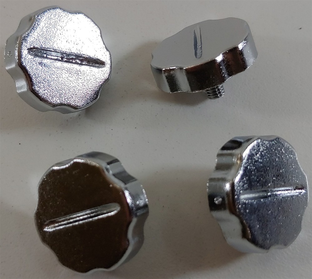 Lot of 4 Workman KN5PC Radio OEM Plastic Chrome 5mm Thread Replacement Knobs