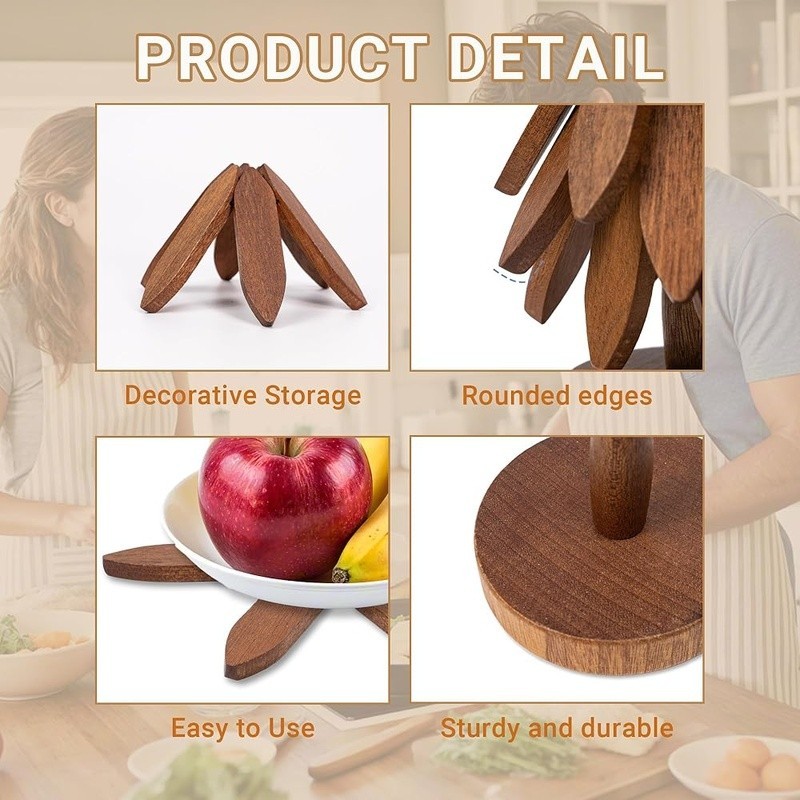 Natural Solid Wood Tree Coasters Unique Kitchen Art Space Saving Design New