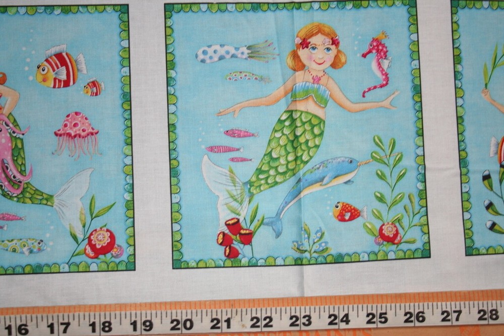 MERMAID SQUARES FROM ELIZABETH'S STUDIOS - 100% COTTON FABRIC