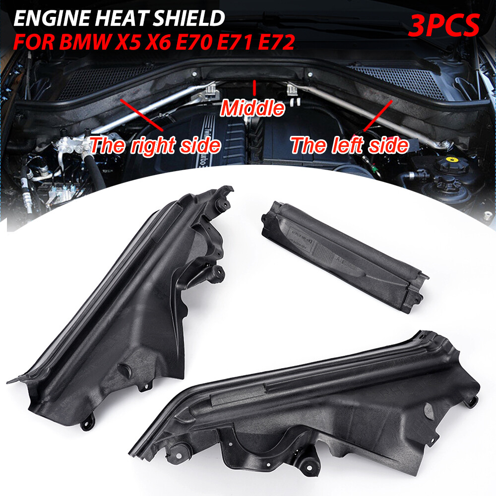3pcs Engine Upper Cover Compartment Partition Panel For BMW X5 X6 E70 E71 06-14