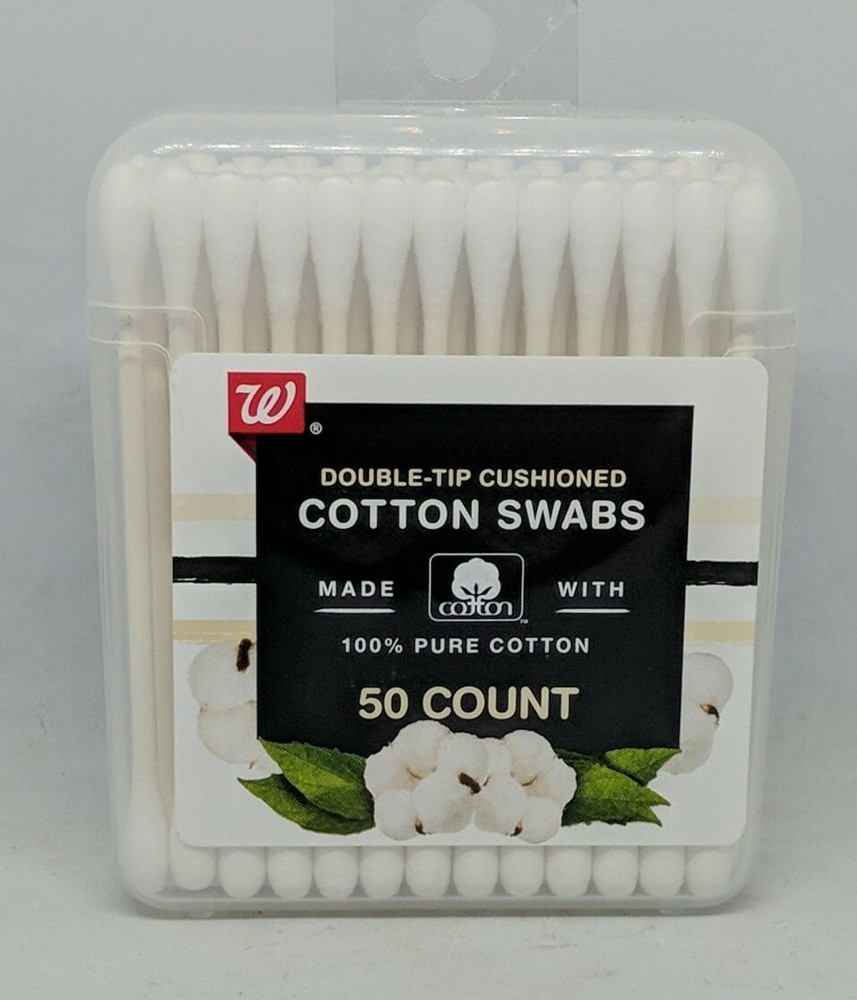 Walgreens double tip cushioned Cotton Swabs 50 Count 100% Cotton