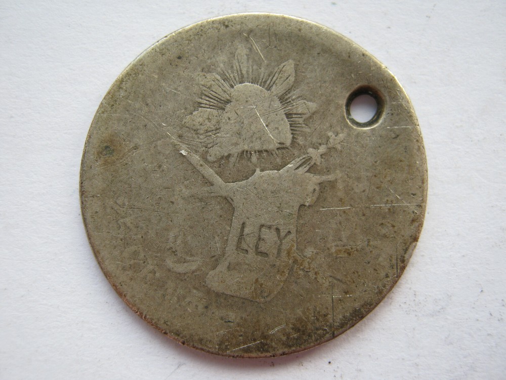 Mexico 1870 silver 25 Centavos Poor and holed