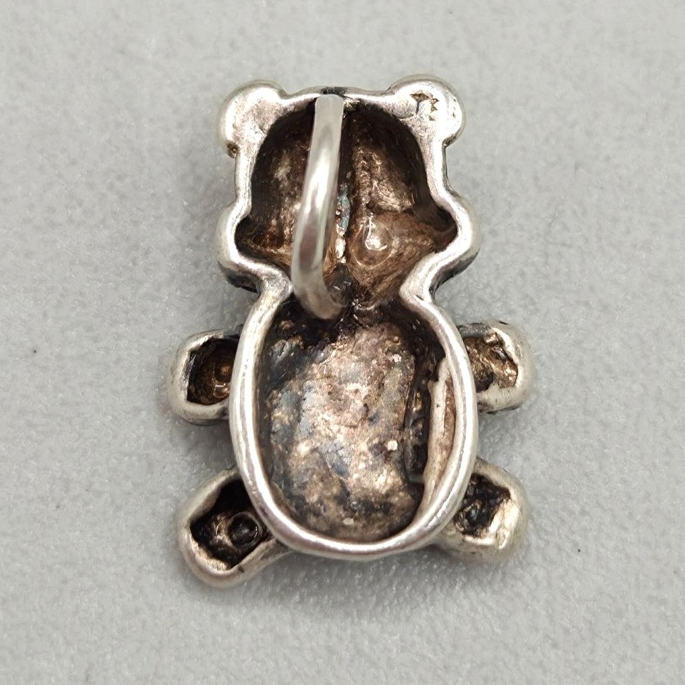 Sterling Silver Teddy Bear Charm Pendant With Loop Tiny Marked STER 925