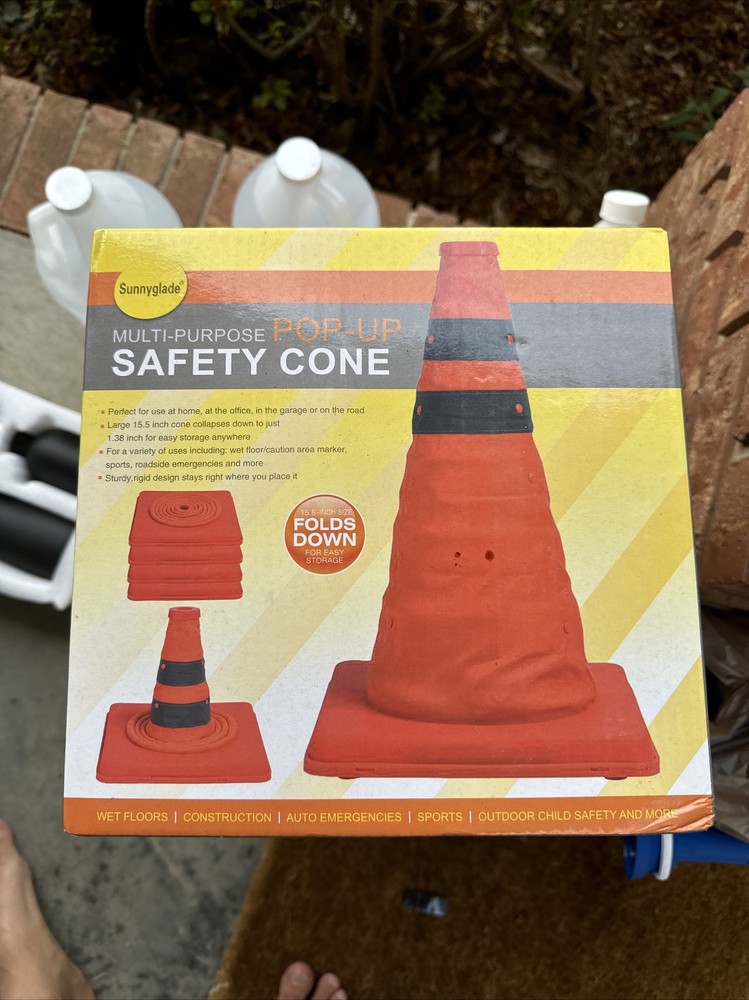 4-PACK.  MULTI-PURPOSE POP UP SAFETY CONE  15.5" INCH