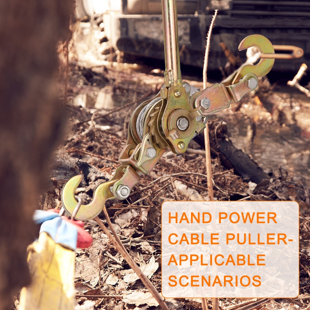 Come Along Winch,1 Ton Winch Hand Cable Puller with 2 Hooks