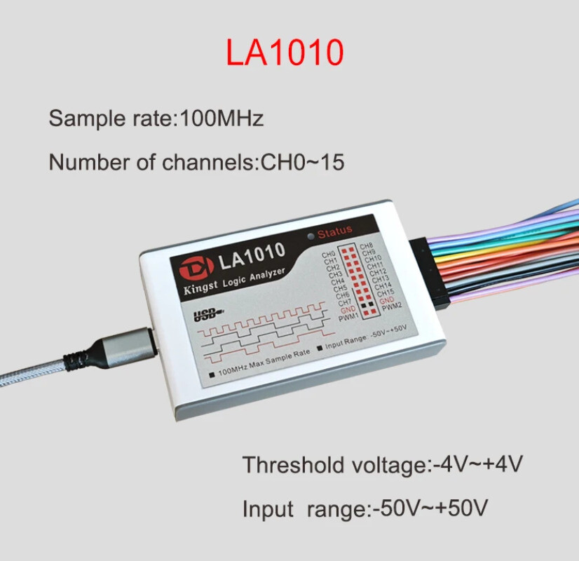 USB Logic Analyzer 100M Max Sample Rate,16Channels,10B Samples,FPGA Debug Tool