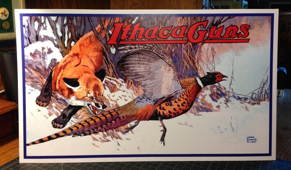 REPRODUCTION Ithaca Fox & Pheasant Standing Advertising Die Cut