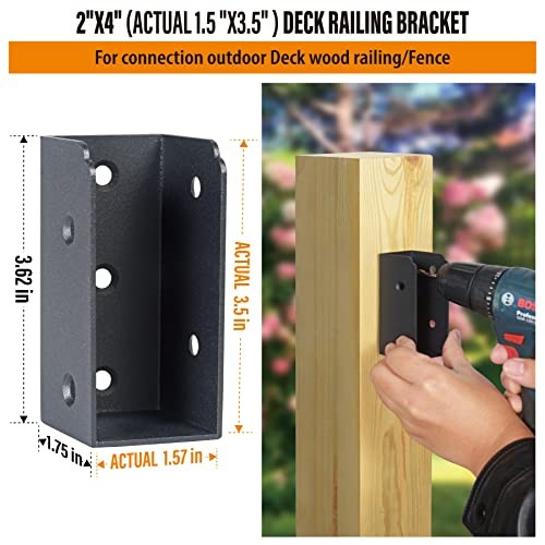 Pcs Stainless Steel Deck Railing Brackets Connectors for 2"x4" Parallel 24