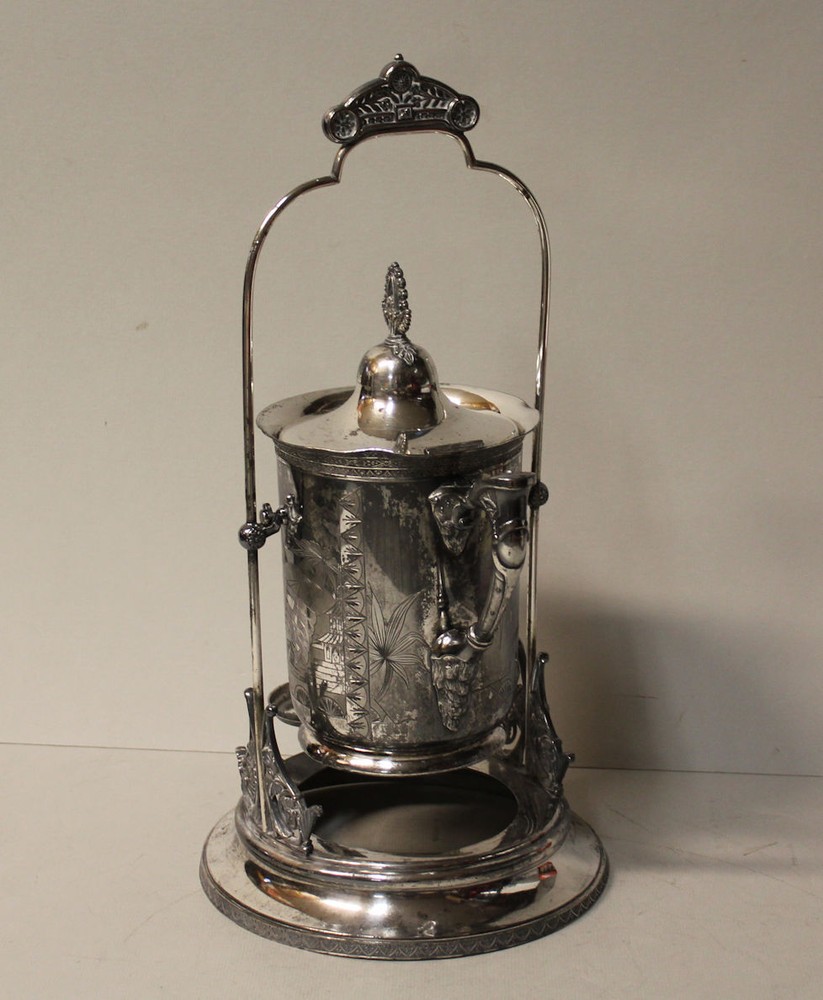 Antique Victorian Tilting or Tipping Water Silver Pitcher