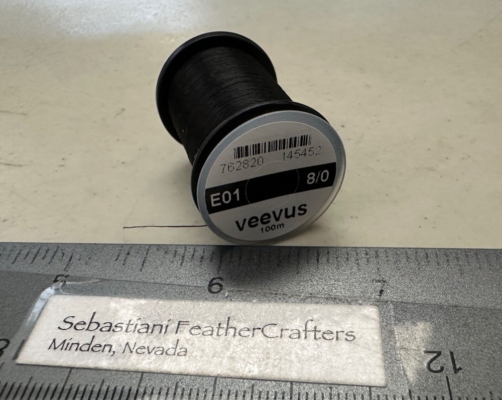 VEEVUS 8/0 Black 100m Thread One Spool