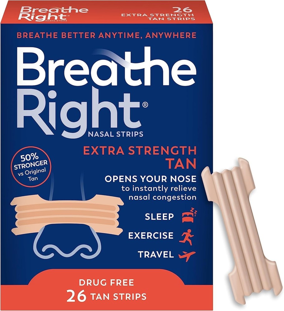 Comfortable Tan Nasal Strips for Improved Airflow & Reduced Snoring – 26ct