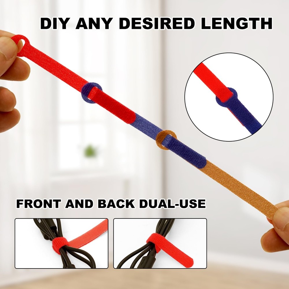 150PCS Cable Ties，4+6+8+10 Inch Reusable Cable Management, Multi-Purpose Adjusta