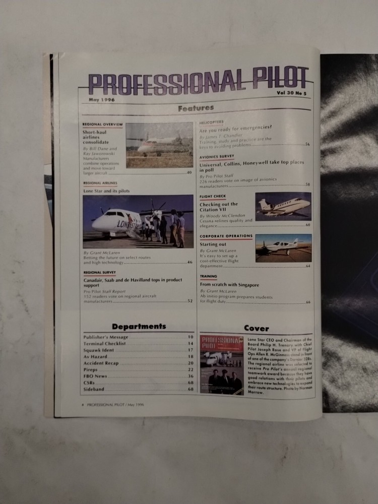 Professional Pilot Magazine /Volume 30/ No. 5/ May 1996-Original