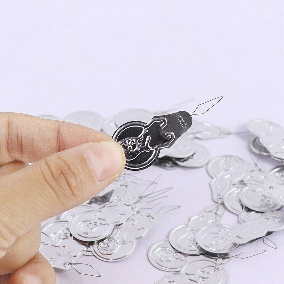 50pcs Metal Wire Needle Threader Silver Hand Sewing Stitch Insertion Tool 1.7"