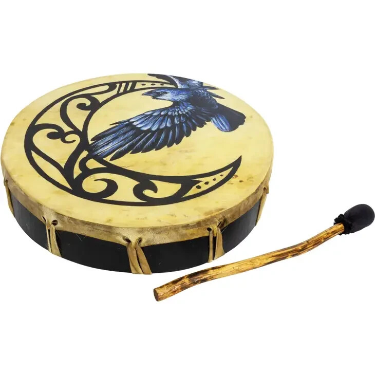 Ceremonial Drum - Moon & Raven - NEW