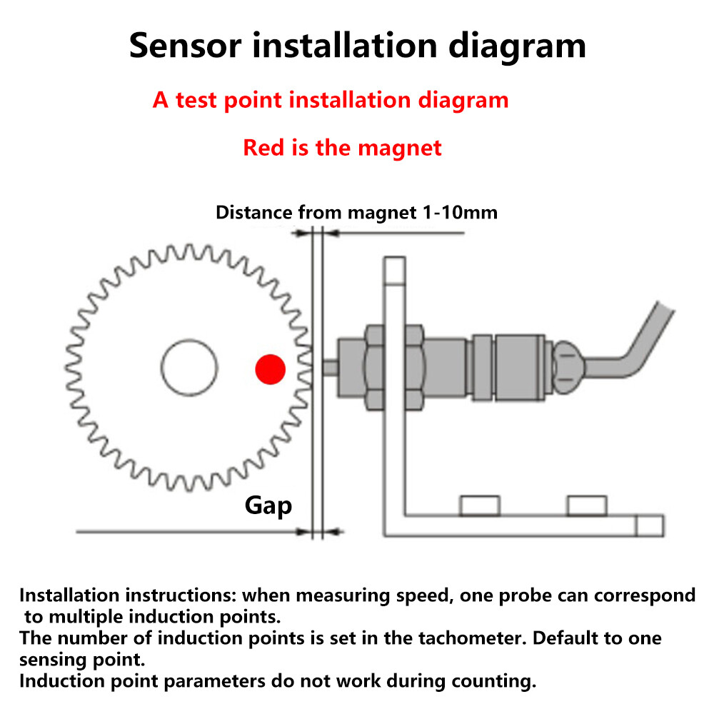 DC 9-24V 4-digit 0.56" Digital Tachometer Sensor Motor Tachometer Meter