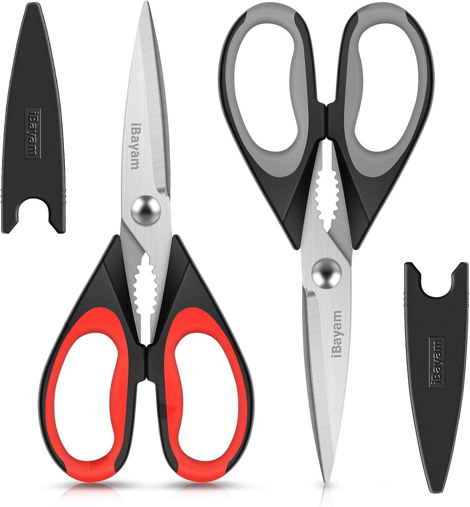 Versatile 2-Pack Kitchen Scissors - Multi-Purpose Heavy Duty & Dishwasher Safe