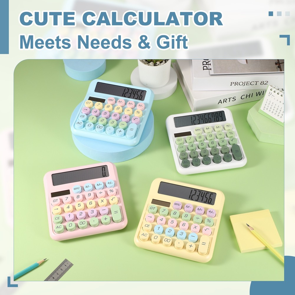 Cute Calculator Desk Calculator Basic Big Button, Colorful White