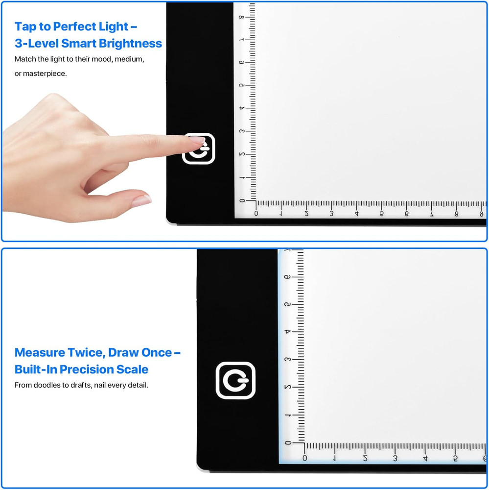 A4 LED Light Box for Tracing and Drawing - Ultra Thin Adjustable Light Table