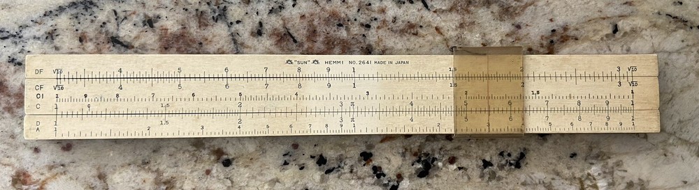 Extremely Rare Hemmi NO. 2641 Bamboo Slide Rule
