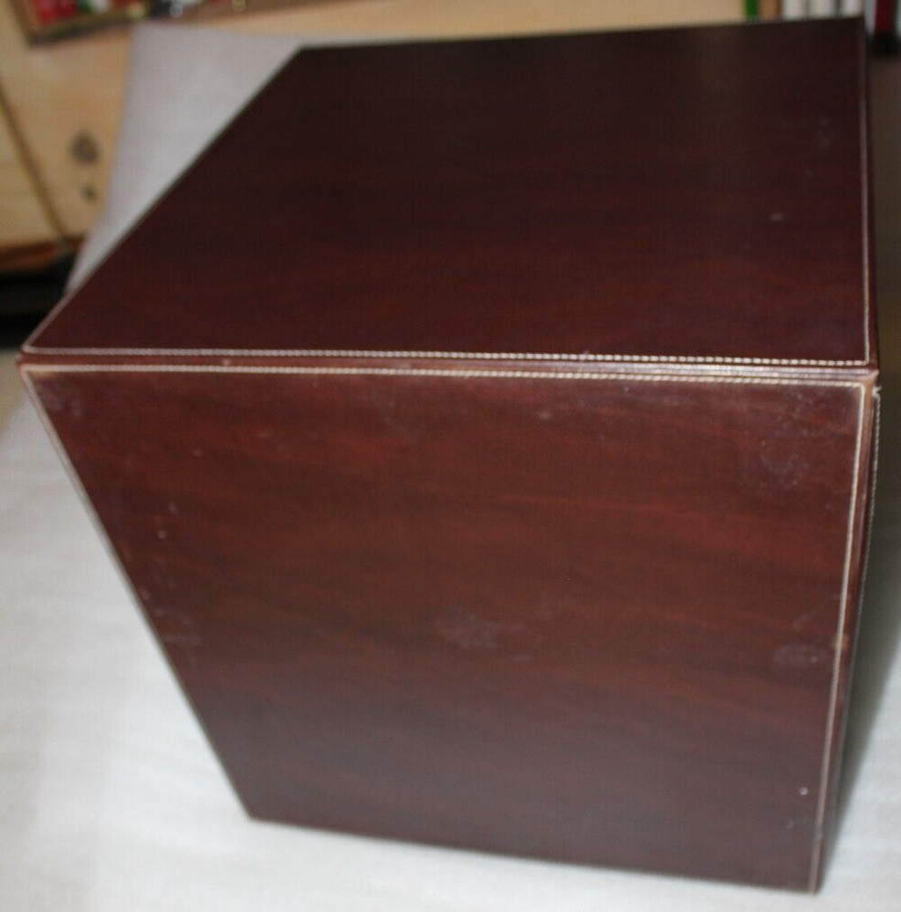 Decorative Brown Leather Storage Box/Cube 14"x14"x14" Preowned