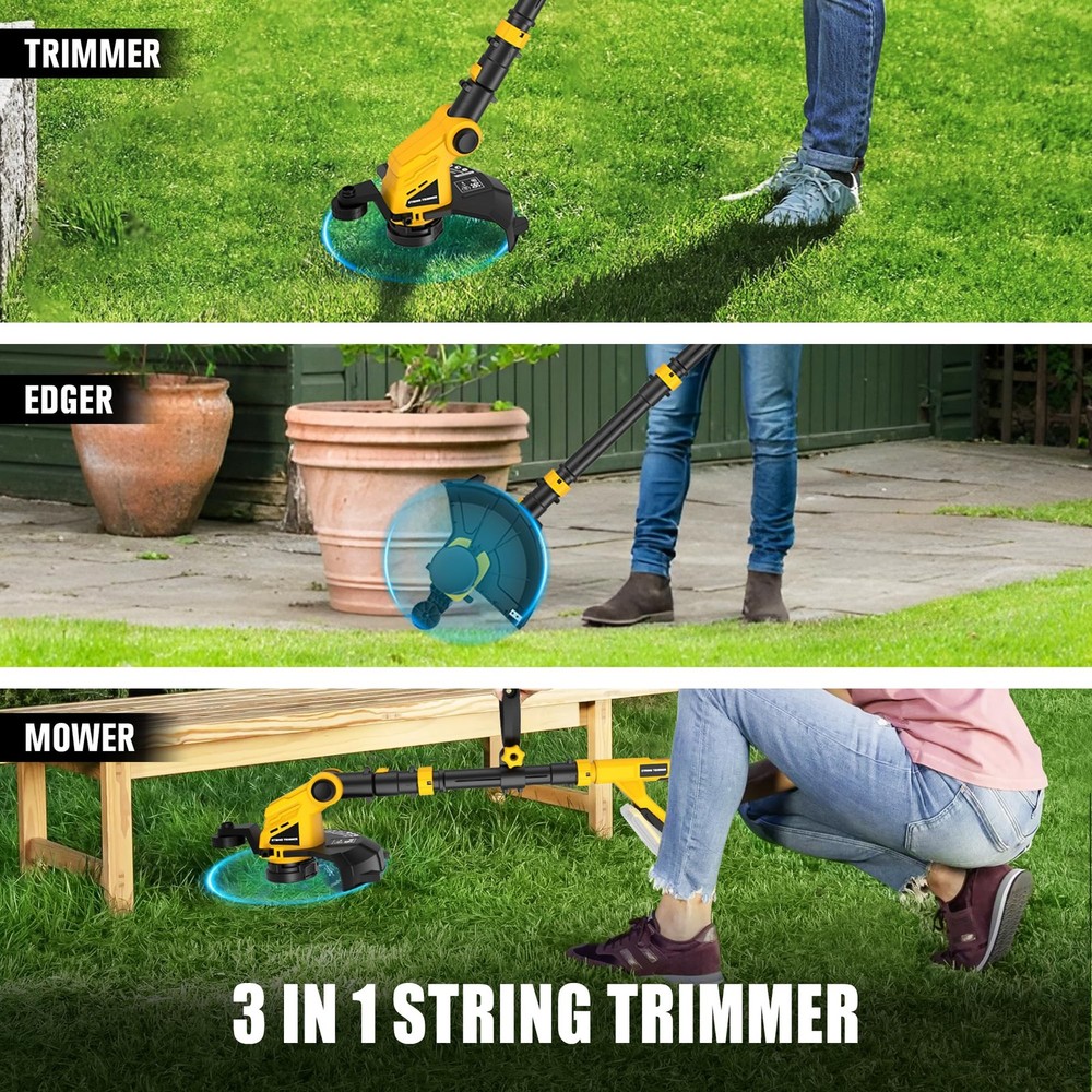 Cordless Weed Trimmer and Leaf Blower Combo Compatible with Dewalt 20V Max Ba...