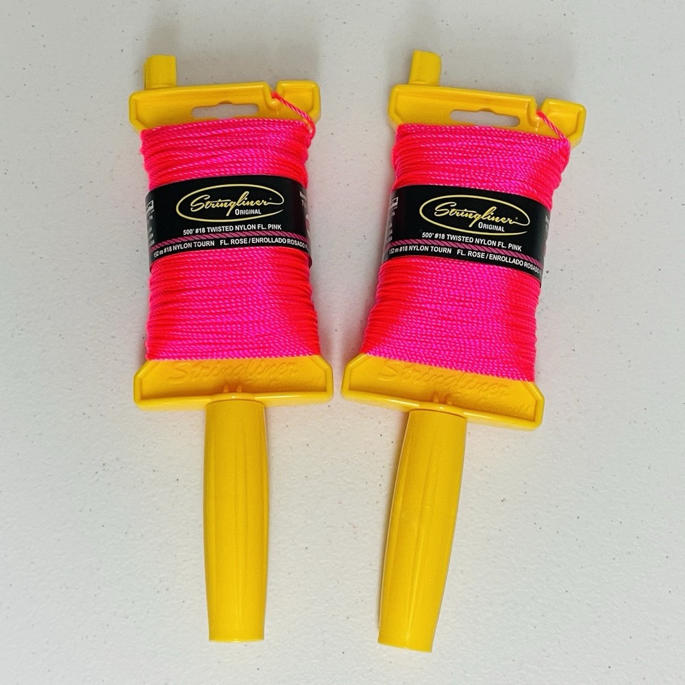 2 Stringliner Original 250 Ft #18 Twisted Nylon Pink FL Pack Lot