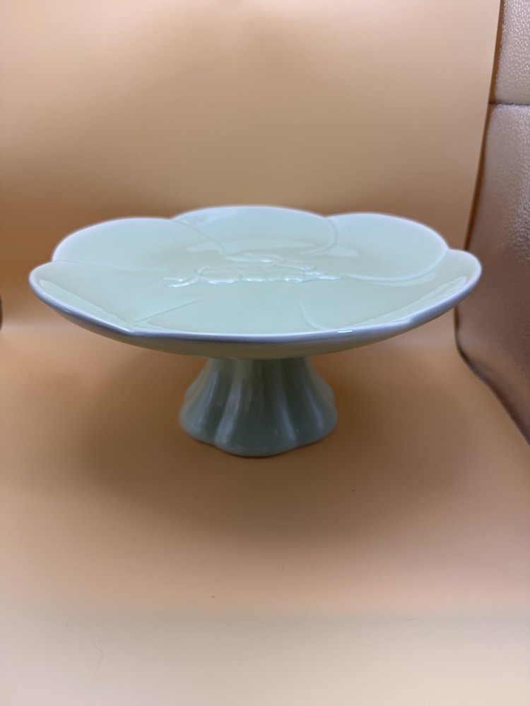 Green Mint Rabbit Bunny Pedestal Plate