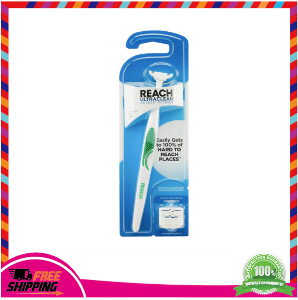 Flosser Starter Kit – 1 Handle + 8 Refills, Unflavored, Reaches Back Teeth